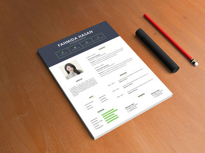 绿色简历 Photoshop 模板(Green Resume Photoshop Template)