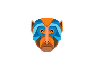 恒河猴头平面图标(Rhesus Macaque Head Flat Icon)