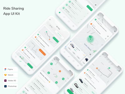 乘车共享应用程序 UI 套件(Ride Sharing App UI Kit)