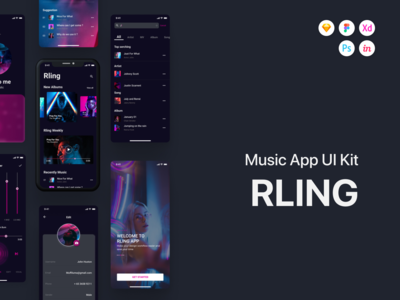 RLing - 音乐应用 UI 套件 #8(RLing - Music App UI Kit #8)