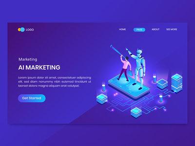 机器人过程自动化等距概念登陆页面(Robotic Process Automation Isometric Concept Landing Page)