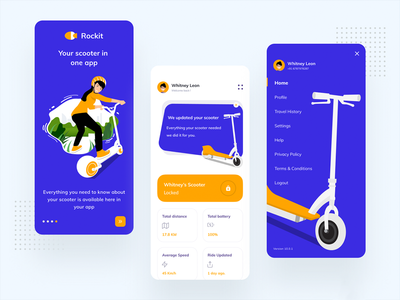 电动滑板车应用程序仪表板模板(E-Scooter App Dashboard Template)