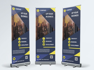 创意商业企业易拉宝横幅(Creative Business Corporate Roll Up Banner)