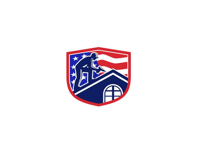 美国屋顶美国国旗波峰复古(American Roofer USA Flag Crest Retro)
