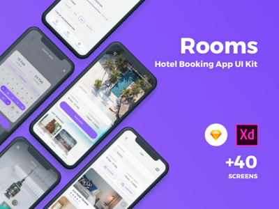 客房酒店预订应用程序 UI 套件(Rooms Hotel Booking App UI Kit)