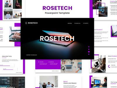 Rosetech - 商业技术PowerPoint演示模板(Rosetech - Business Technology Powerpoint Presentation Template)