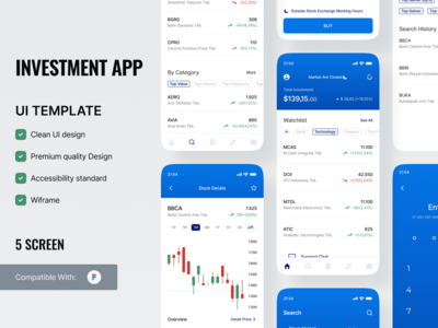 投资移动应用程序 - UI 工具包模板(Investment Mobile App - UI Kit Template)