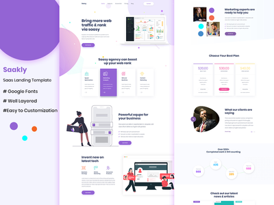 Saakly-Saas 登陆模板(Saakly- Saas Landing Template)
