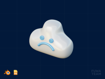 悲伤的云 - 3D空状态图(Sad Cloud - 3D Empty State Illustration)