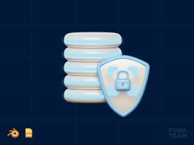 安全数据库 - 3D 互联网安全插图（正面）(Safe Database - 3D Internet Security Illustration (front))