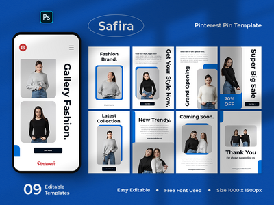 Safira - 时尚 Pinterest Pin 模板(Safira - Fashion Pinterest Pin Template)