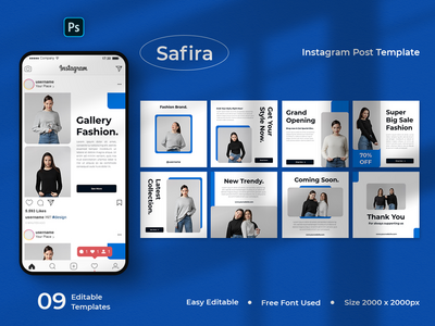 Safira - 时尚社交媒体帖子模板(Safira - Fashion Social Media Post Template)