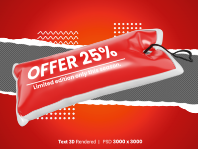 提供 25% 的 3D 文本渲染(OFFER 25% 3D text rendered)
