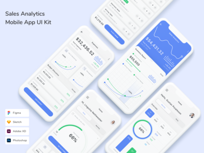 销售分析移动应用程序 UI 套件(Sales Analytics Mobile App UI Kit)