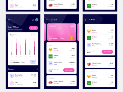 电子钱包手机应用程序 - 深色版(E-Wallet Mobile App - Dark Version)