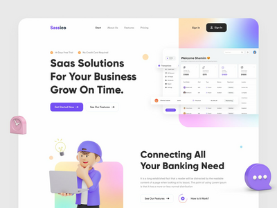 Sass 应用登陆页面 UI 设计(Sass App Landing Page UI Design)