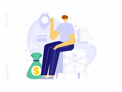 省安全钱矢量场景(Saving money safely vector illustration scene)