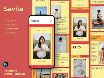 Savita - 健康 Instagram 故事模板(Savita - Wellness Instagram Stories Template)