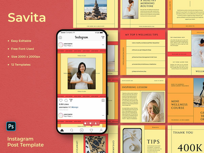Savita - 健康社交媒体帖子模板(Savita - Wellness Social Media Post Template)
