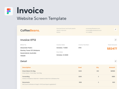 发票网站屏幕模板(Invoice Website Screen Template)