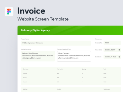 发票网站屏幕模板(Invoice Website Screen Template)