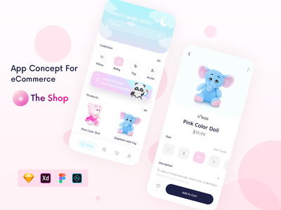 婴儿玩具的电子商务应用程序概念(eCommerce App Concept For Baby Toy)