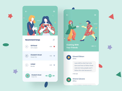 休闲移动界面插图(Leisure Mobile Interface Illustrations)