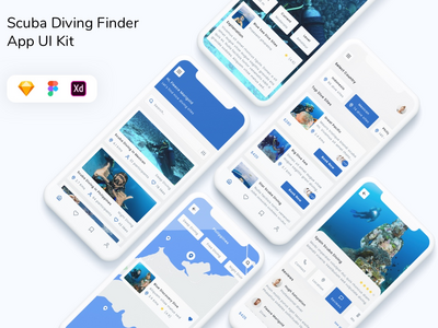 水肺潜水查找器应用程序 UI 套件(Scuba Diving Finder App UI Kit)