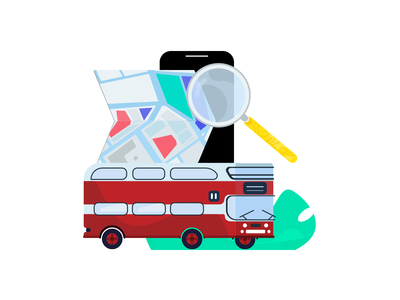在电话上搜索巴士-插图(Search Bus on Phone - Illustration)