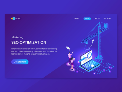 搜索引擎优化等距概念登陆页面(Search Engine Optimization Isometric Concept Landing Page)