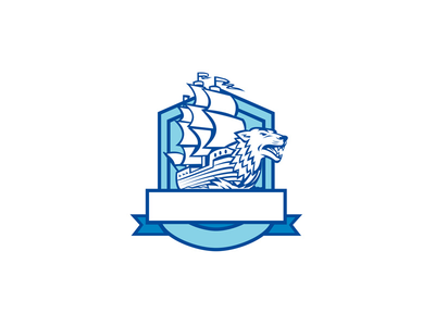 大帆船与狼在弓冠复古(Galleon With Wolf on Bow Crest Retro)