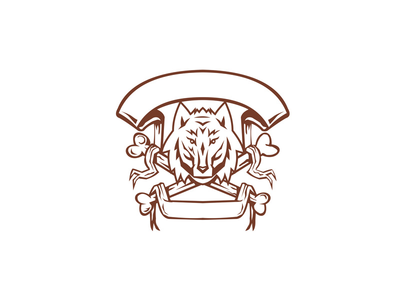 狼交叉骨头横幅复古(Wolf Cross Bones Banner Retro)