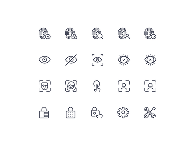 安全扫描 id 图标集矢量隔离(Security scan id icon set vector isolated)