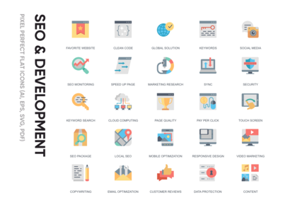平面图标-Seo 与发展(Flat Icon - Seo & Development)