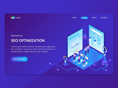 Seo 服务等距概念登陆页面(SEO Service Isometric Concept Landing Page)