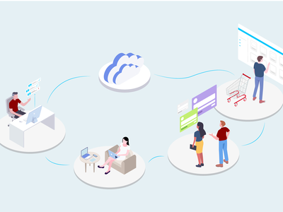 服务-CRM 平台等距图(Service - CRM Platform Isometric Illustration)