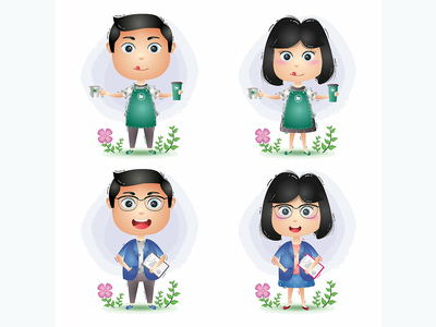 一个可爱的角色：咖啡师和经理(A cute character: barista and manager)