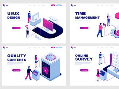 设置等距登陆页面模板(Set Isometric Landing Page Template)