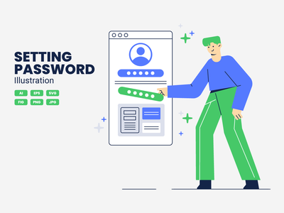 设置密码矢量(Setting Password Vector Illustration)