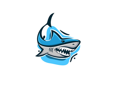 鲨鱼动物捕食者水下标志(Shark animal predator underwater logo)