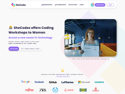 SheCodes 网站改版 |交互式样机(SheCodes Website Redesign | Interactive Mockup)