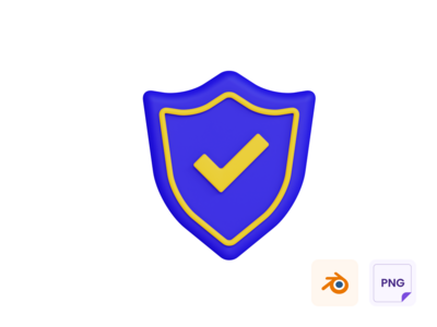 盾牌检查 3D 图标(Shield Check 3D Icon)