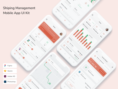 运输管理移动应用程序 UI 套件(Shiping Management Mobile App UI Kit)