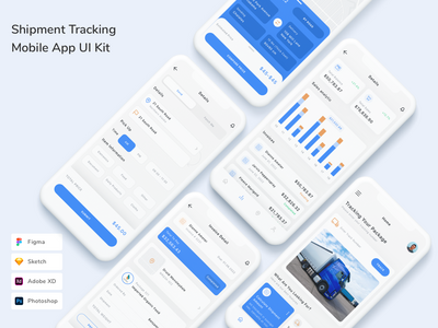 货件追踪移动应用程序 UI 套件(Shipment Tracking Mobile App UI Kit)