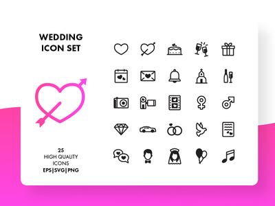 婚礼图标集(Wedding Icon Set)