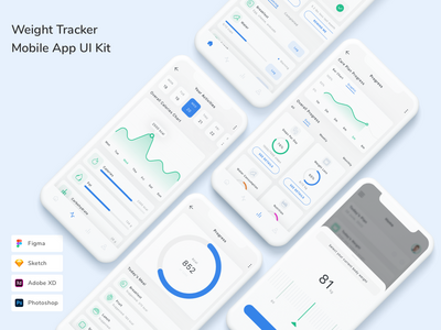 体重追踪器移动应用程序 UI 套件(Weight Tracker Mobile App UI Kit)