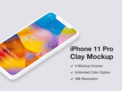 iPhone 11 Pro 模型 - 粘土模型场景(iPhone 11 Pro Mockup - Clay Mockup Scenes)