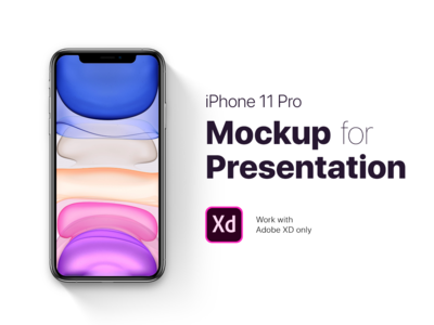 用于 Behance 投资组合演示的 iPhone 11 Pro 模型 - Adobe XD 文件(iPhone 11 Pro Mockup for Behance Portfolio Presentation - Adobe XD file)