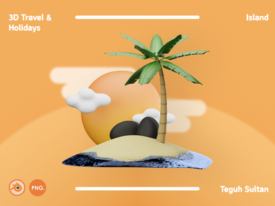 3D 旅行和假期插图包 - 岛屿(3D Travel and Holidays Illustration Pack - Island)