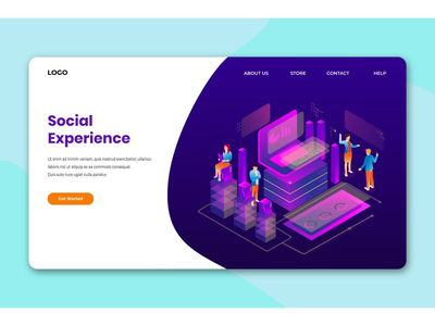 等距登陆页面(Isometric Landing Page)